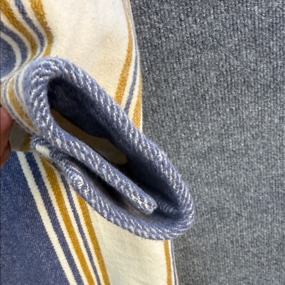 Aerie Oversized Heavy Flannel Striped Shirt Jacket Cream Blue Mustard Small - Picture 7 of 16